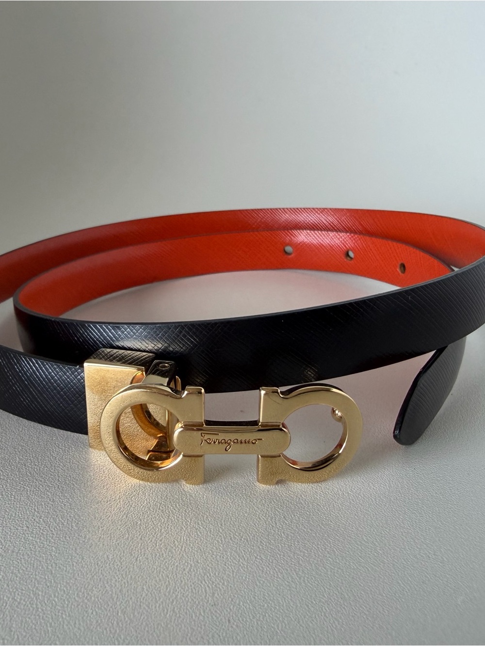 Ferragamo Reversible Black/Orange Belt